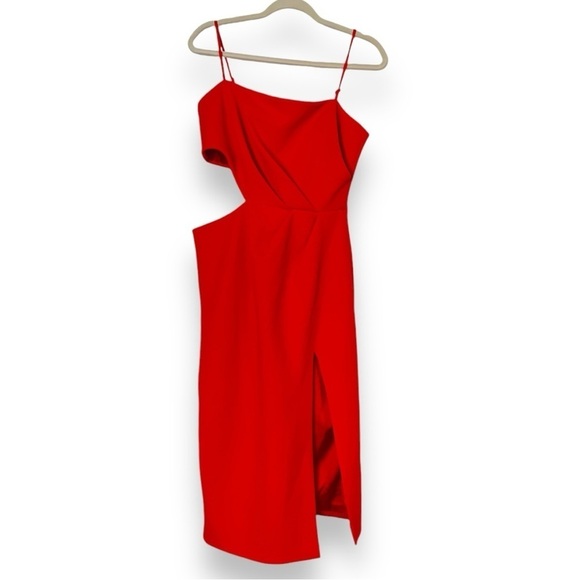San Sloane Perrey Cut out Midi Dress in Vibrant Orange NWT - Picture 2 of 8